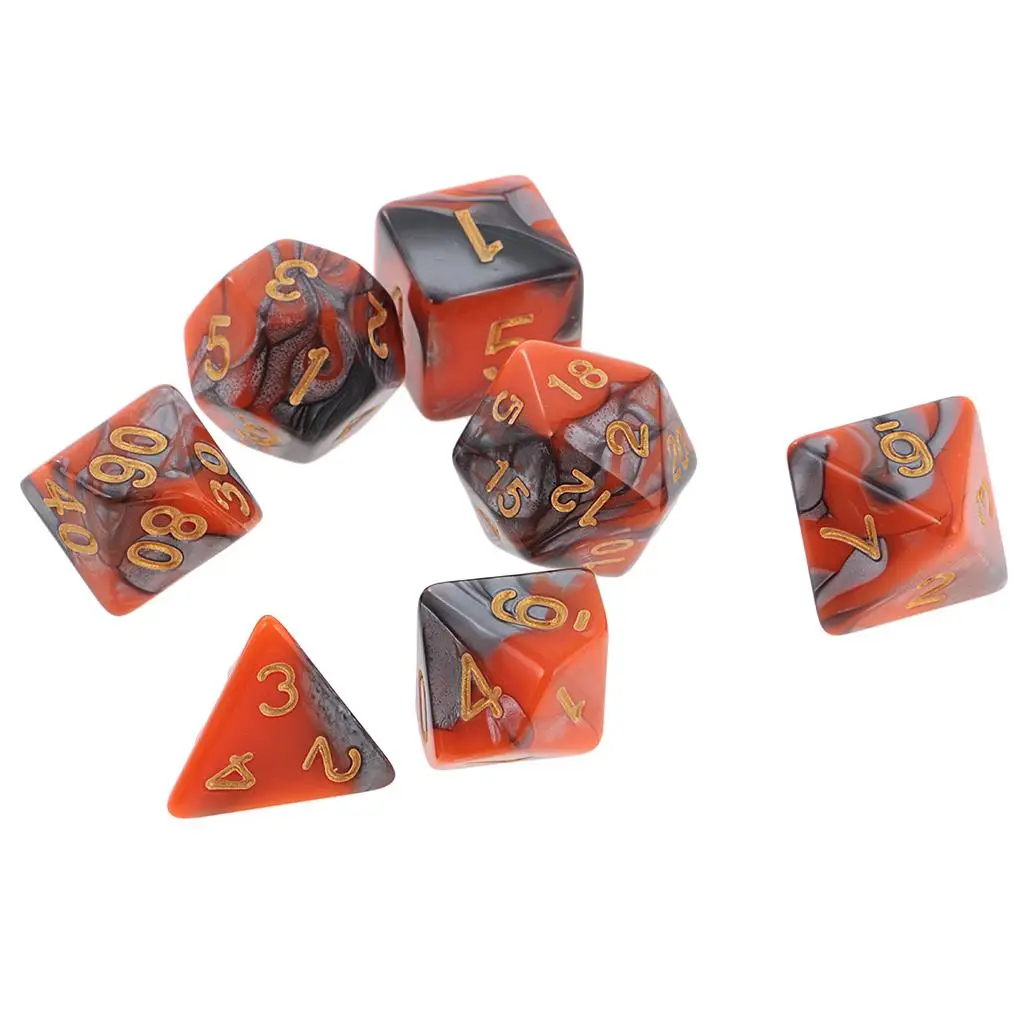 7-Die Polyhedral Dice Set Digital Double Color Dices D4-D20 for RPG Roleplaying Games Math Teaching Party Supplies