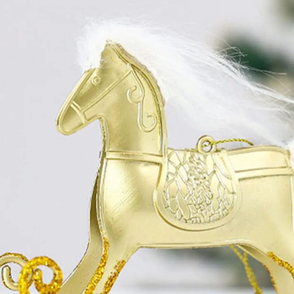 15cm Christmas Rocking Horse Ornament Xmas Tree Hanging Rocking Pony Decoration Pendant Home Office Desktop Horse Figurine