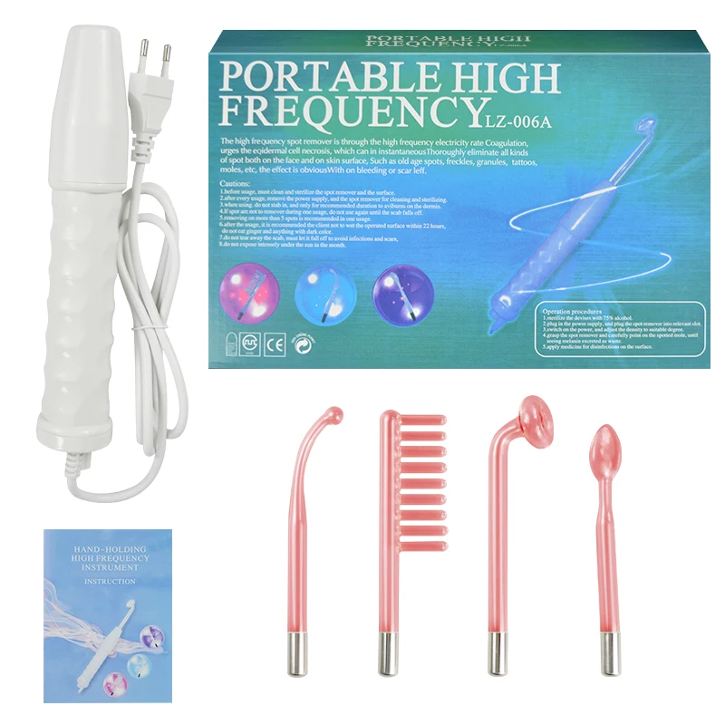Facial Acne Wand Electrotherapy Skin Care Tool 4 in 1 High Frequency Electrode Wand Acne Spot Remover Anti Wrinkle Skin Care Spa Beauty Device