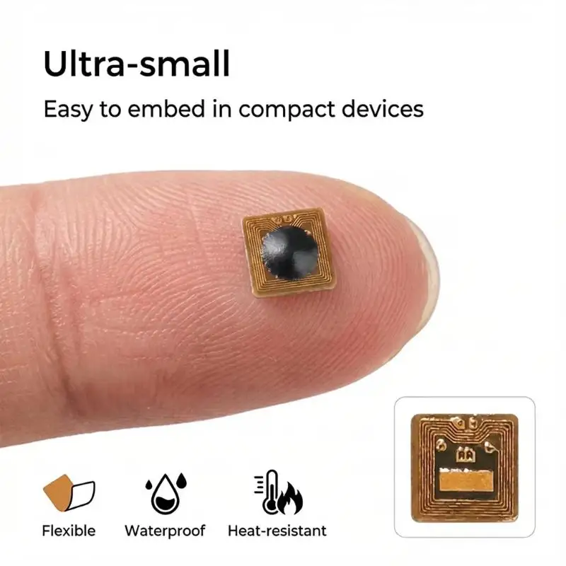 프로그래밍 가능한 4*4mm 마이크로 FPC NFC RFID 태그 스티커 Ntag213 1mm 판독 범위, 출입 통제 및 공급망 관리용