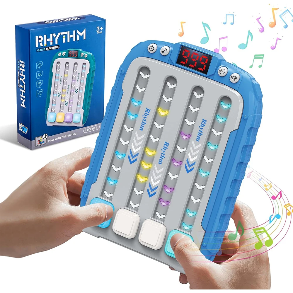 Sensory Fidget Toy Anti Stress Toy Music Puzzle Game Push Puzzle Game Electronic Music Rhythm Push Game Machine Handheld Travel Fast Press Push Toy Autism Puzzle with Light Toy Gift