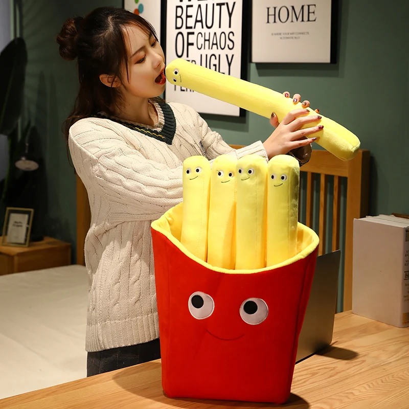 Red Potato Chips Bag French Fry Fries 5 Sticks Plush Toy Stuffed Pizza Hamburger Cartoon Plushie Peluche Food Pillow Decor Gift 4