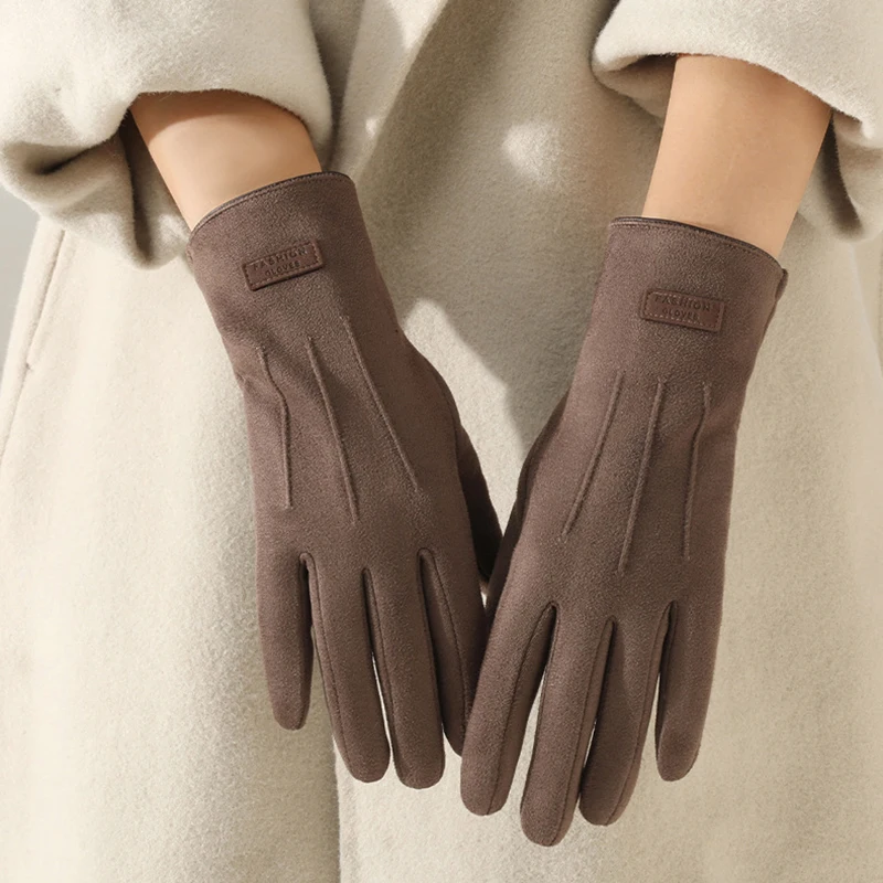 Herbst Winter Dünne Nicht Aufgebläht Wildleder Streifen frauen Handschuhe Warm Halten Touchscreen Elastizität Mode Elegante Outdoor Radfahren – Detail 9