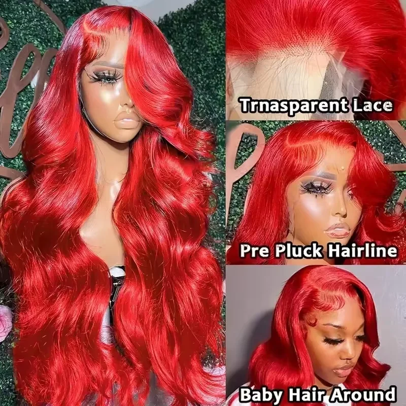 Body Wave Human Hair Wigs Hot Red 13x6 Hd Lace Front Wig Transparent Colored Burgundy Frontal Wigs 4x4 5x5 Closure Wig For Women