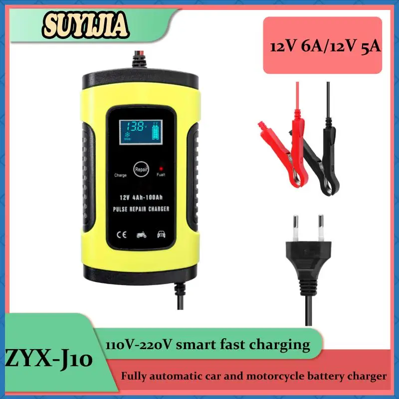 

New 12V 6A / 12V 5A Fully Automatic Car Battery Charger Power Pulse Repair Charger Wet Dry Lead Acid Battery Digital LCD Display