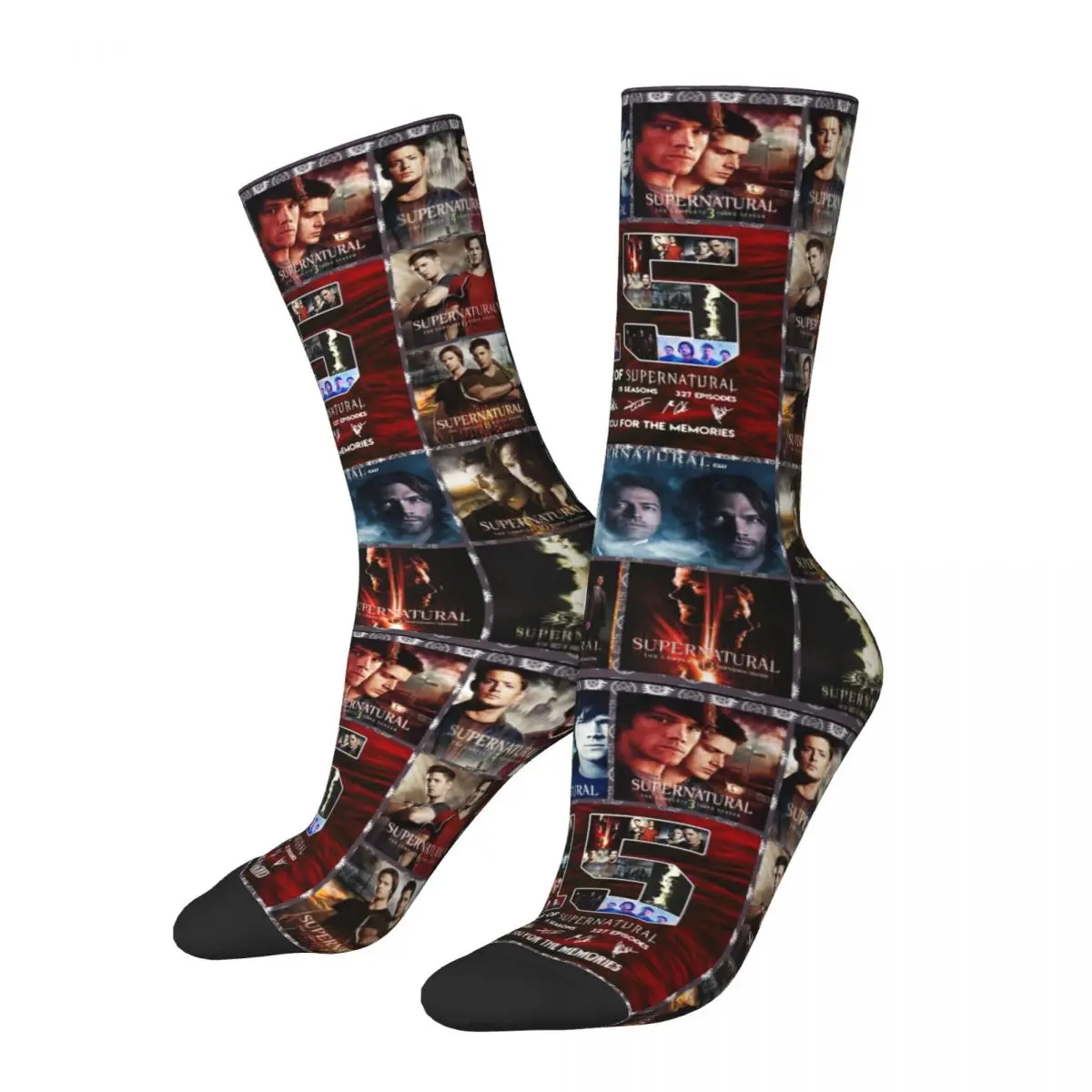 

Fashion Men's Socks Hip Hop Supernatural Movie Sock Polyester Sam Dean Castiel Sport Women's Socks Spring Summer Autumn Winter