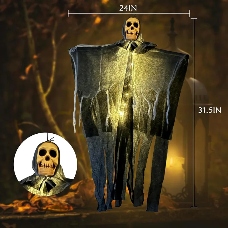 Halloween Glowing Skull Hanging Skeleton 4
