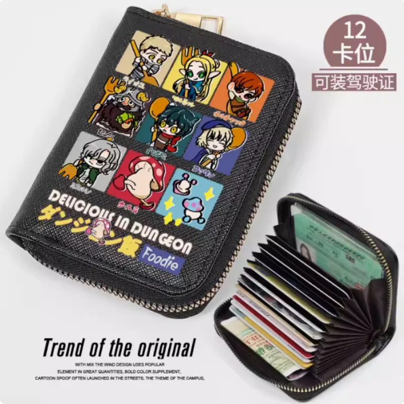 Anime Delicious in Dungeon Fashion Wallet PU Purse Card Coin Zipper Cash Holder Bag Cosplay Gift B1641