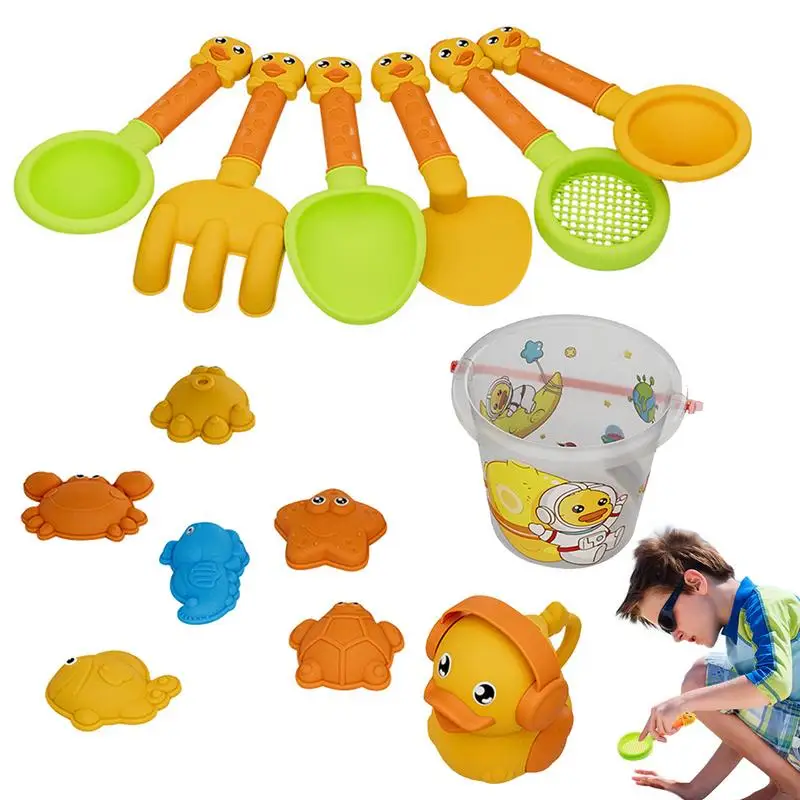 

Beach Toys For Kids 14Pcs Eco-Friendly Sandbox Toy Kit Including Sand Bucket Watering Can Rake Shovel 6 Animal Sand Molds