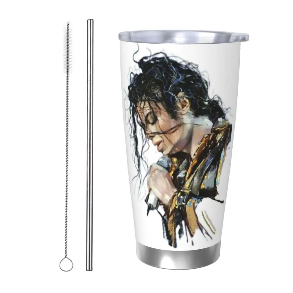 Michael Jackson Musicians Singers Dancers Stainless Steel Tumbler Vacuum Insulated Mug Thermal Cold Cup Straw With Lid 20oz