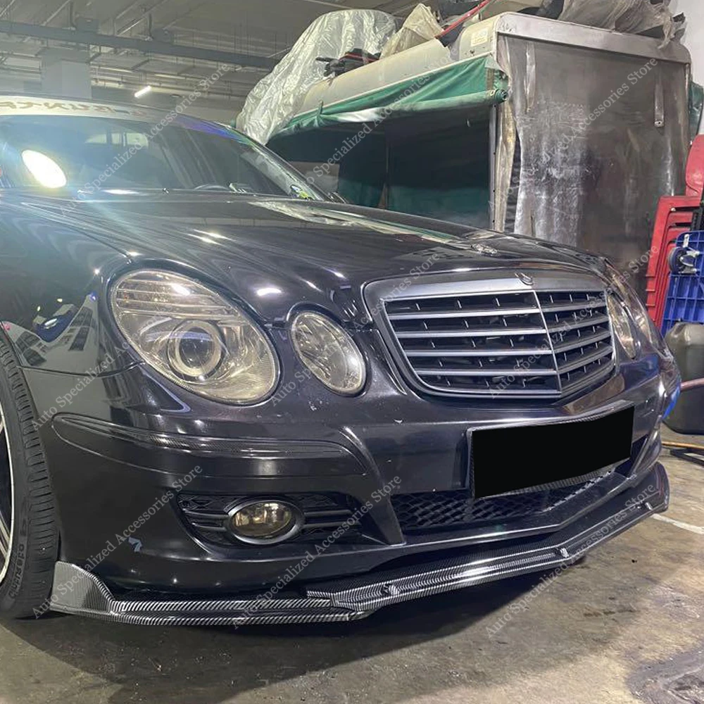 메르세데스 W211 S211 프론트 범퍼 립 스포일러 스플리터 디퓨저 E63 E500 E420 E350 E280 E200 2006-2009 LCI 바디킷 튜닝