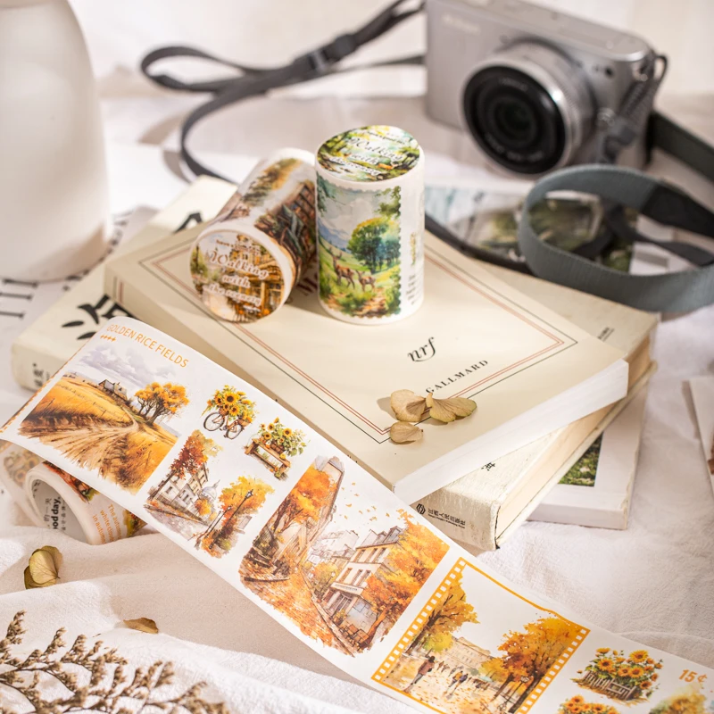 JIANQI 60mm*2m Vintage Washi Tapes 38cm Cycle DIY Scrapbooking Decor Junk Journal Collage Stationery Craft Tapes stationery tapes diy scrapbooking accessories