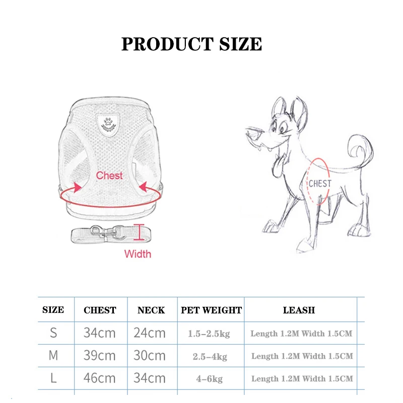 Cat Harness Adjustable Vest Walking Traction Rope Set for Dog Collar Breathable Mesh Harness for Small Medium Cat Dog Pet Lead 5