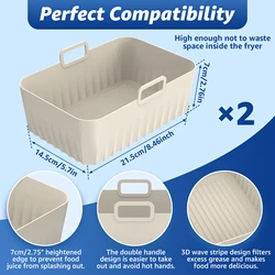 Silicone Baking & Cooking Basket - Heat Resistant Rectangular Liner for Air Fryers, Ovens, and Microwaves (Set of 2) (White 2PCS)