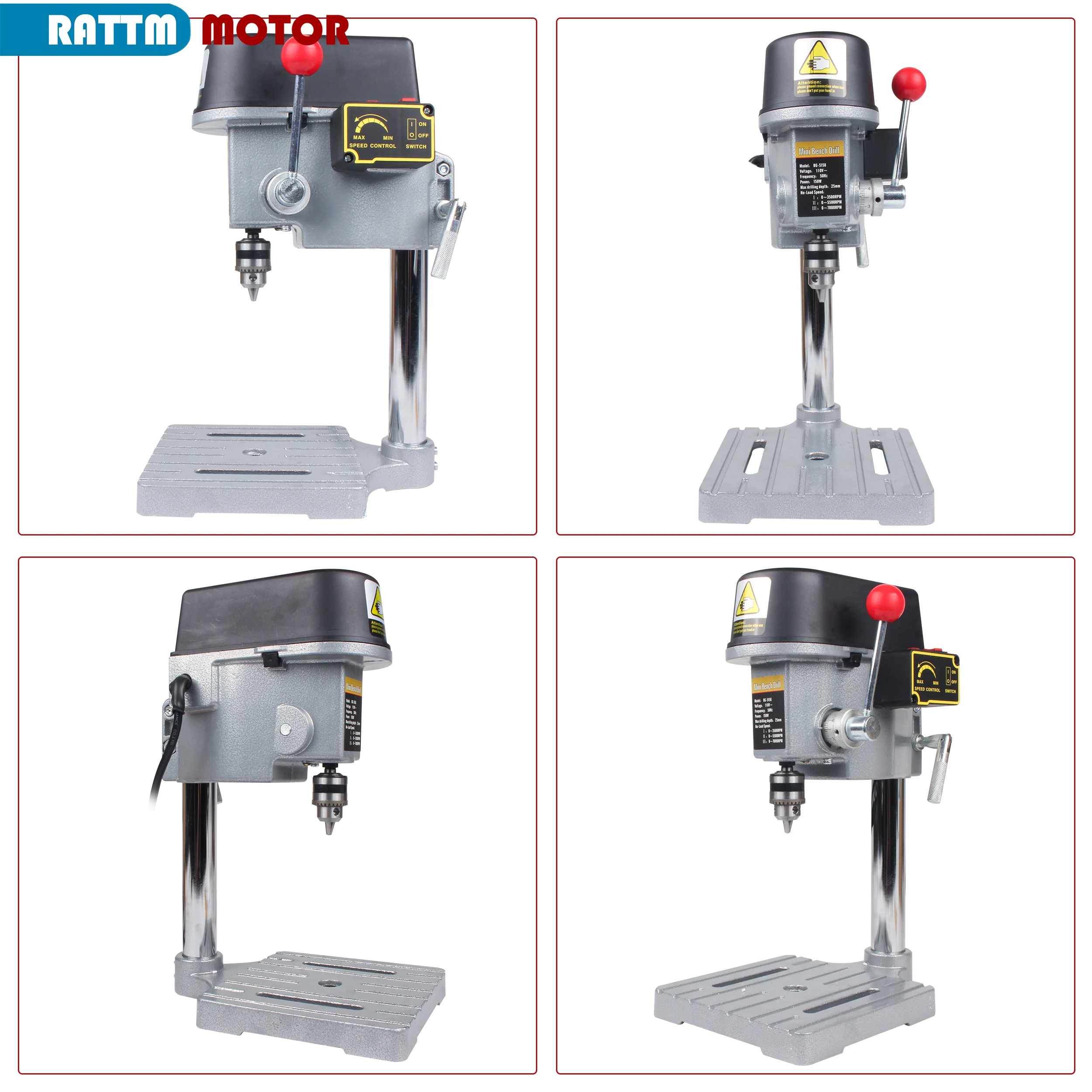 340W Mini Metal Bench Table drill Stoke 25mm 110V / 220V 2