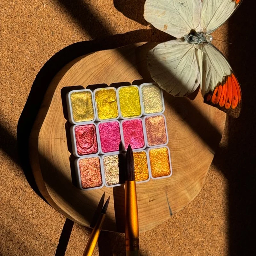 Watercolor Painting Set 12 Colors Metallic Watercolor Box