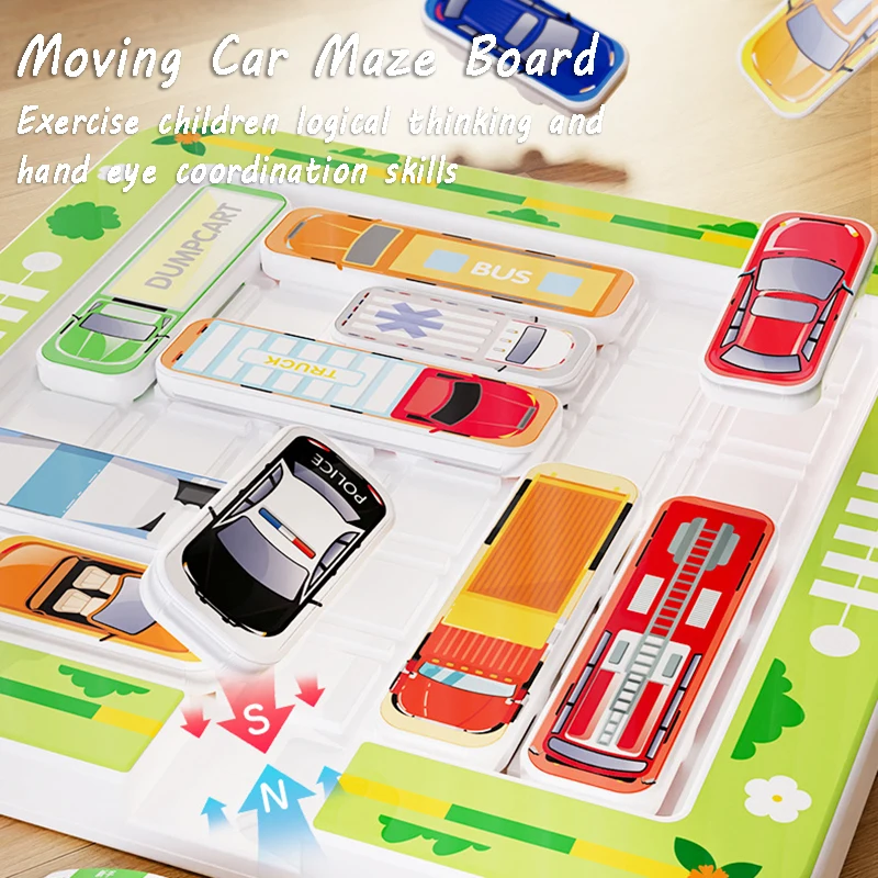 Children Move Car Magnetic Maze Slide Puzzle Game Montessori Logical Thinking Challenge Intelligence Clearance Educational Toys 3