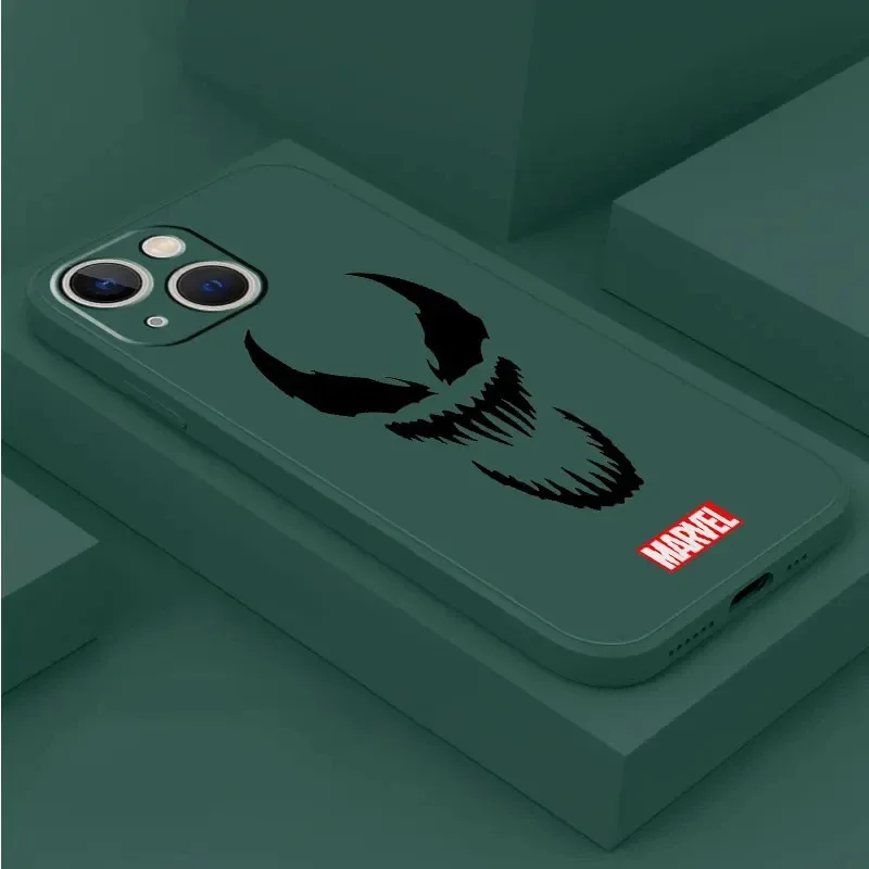 thumbnail image 1 of Soft Back Liquid Case for Apple iPhone 15 Pro Max 12 11 7 6S Plus 13 Mini SE 14 Pro Max XR XS X 8 Marvel Venom Spiderman Coque, 1 of 5
