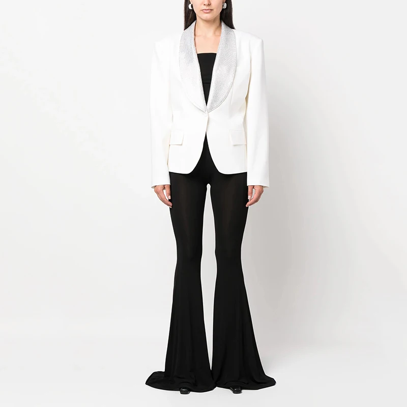 

Advanced sense of diamond lapelWomen's jacke fall new temperament fashionable waist Slim Jacket three colors can be selected