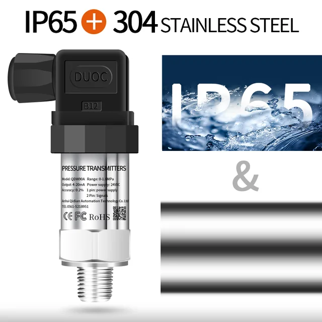 เครื่องส่งสัญญาณความดันแก๊สเชื้อเพลิงน้ำ G1/4 24V 4-20mA 0-10V อุปกรณ์เสริม0-600bar ตัวแปลงสัญญาณแรงดันสแตนเลส 4