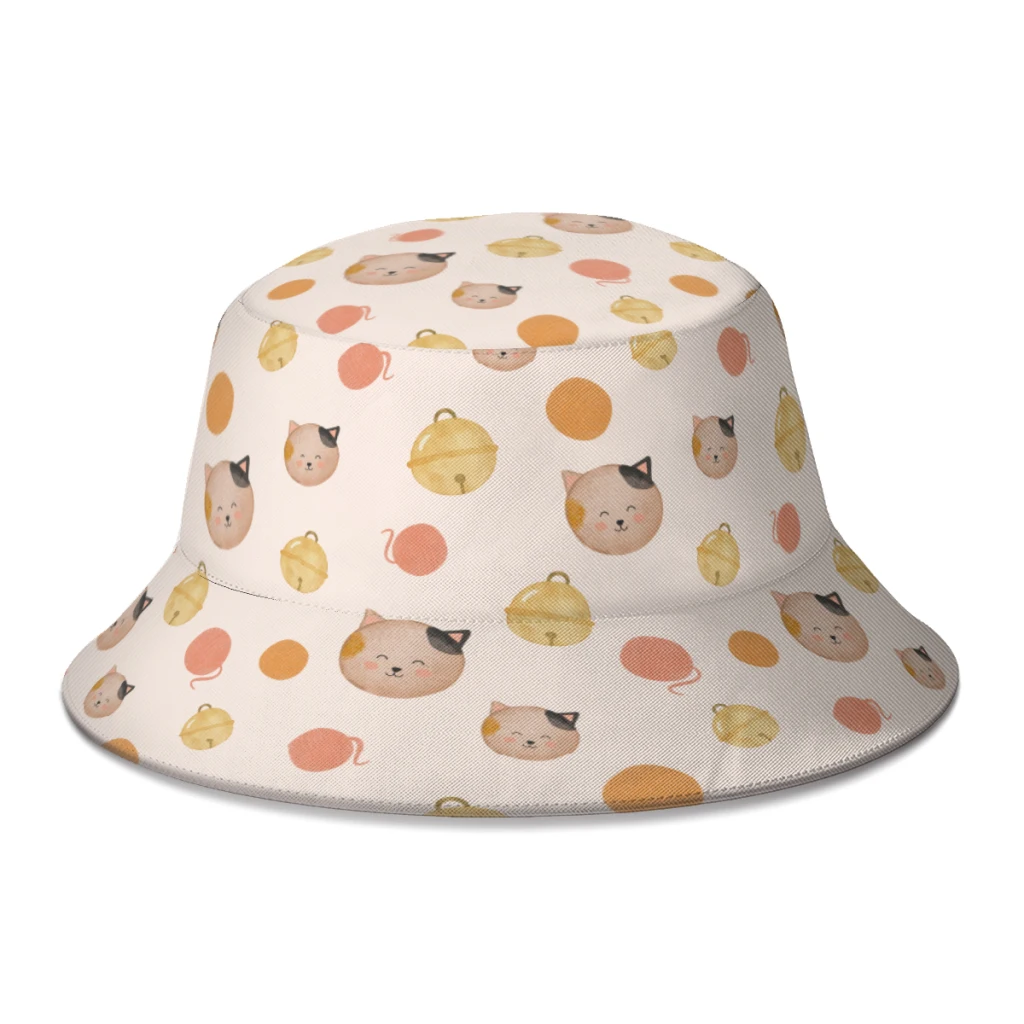 Small Bell Cat Cats Cute Meow Cappello Da Pescatore Per Donna Uomo Studenti Cappelli Da Pesca Pieghevoli Bob Panama Cap Autunno
