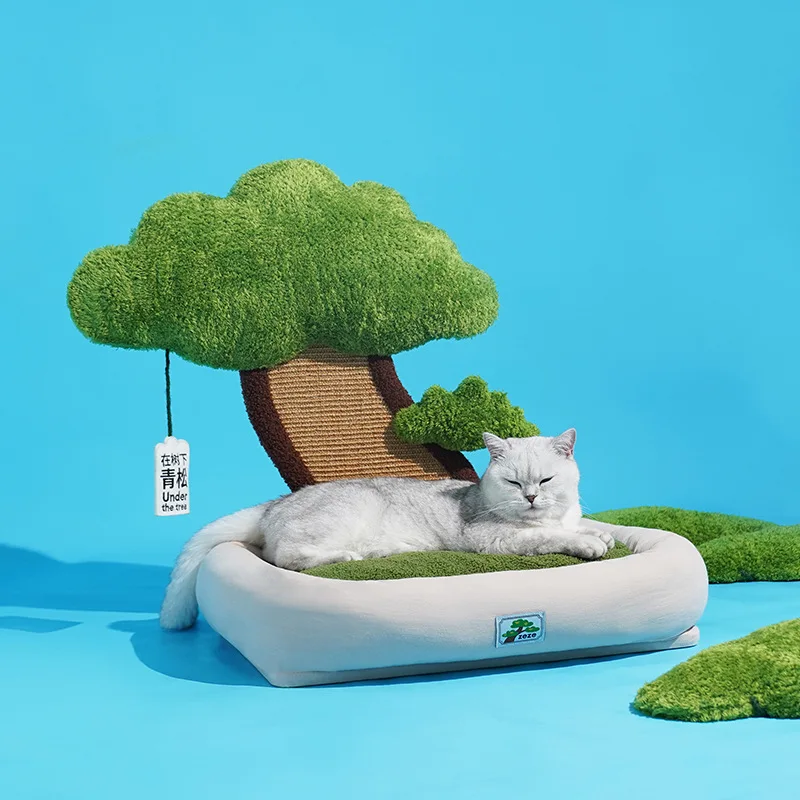 

New Cat Nest Multifunctional Pet Sofa Beds with Scratching Pads Cats Grinding Pawl Sleeping House with Interactive Cat Mint Toys