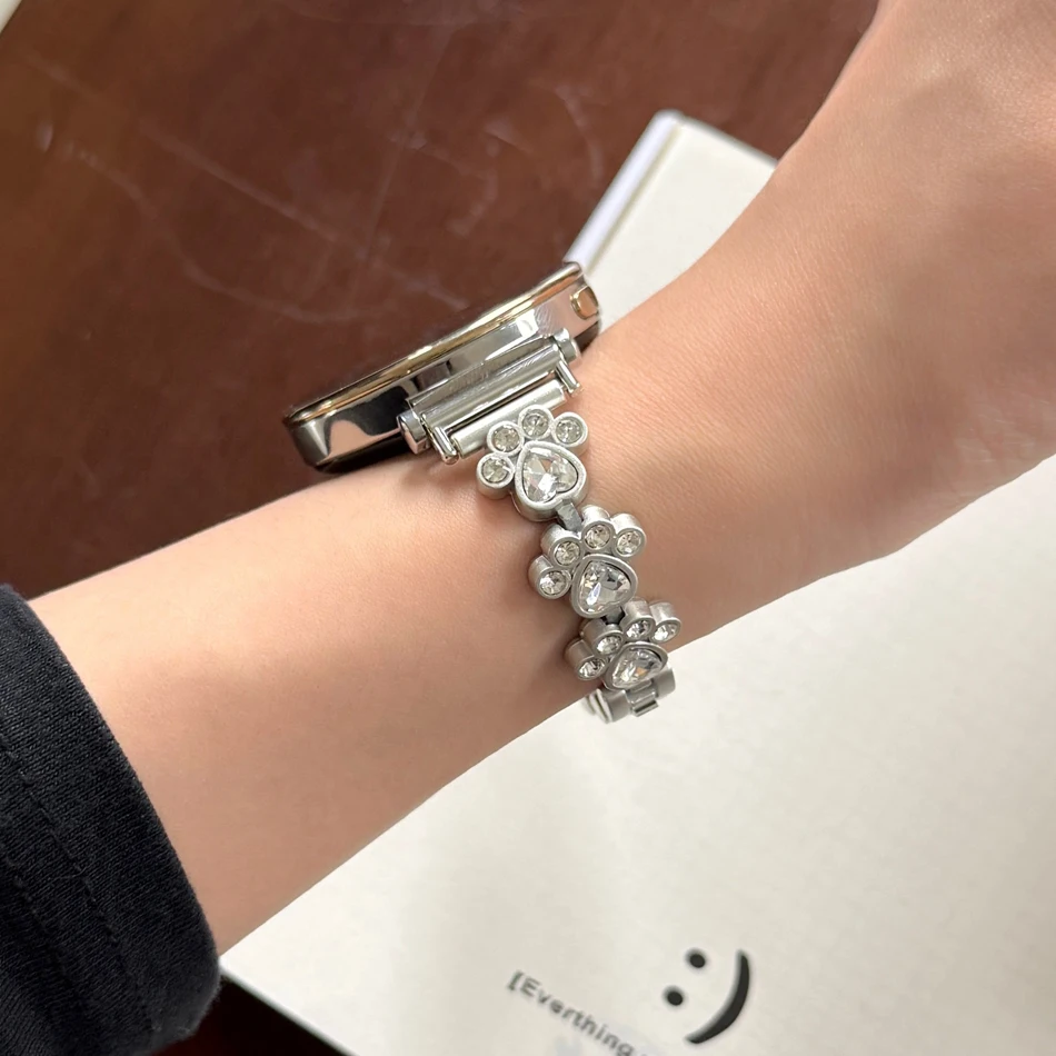 삼성 갤럭시 워치 8 울트라 2 7 6 5 4 44mm 40mm 메탈 스트랩, 화웨이 GT5 프로 42mm 46mm 18mm 20mm 22mm 브레이슬릿용 귀여운 고양이 발 모양 워치밴드