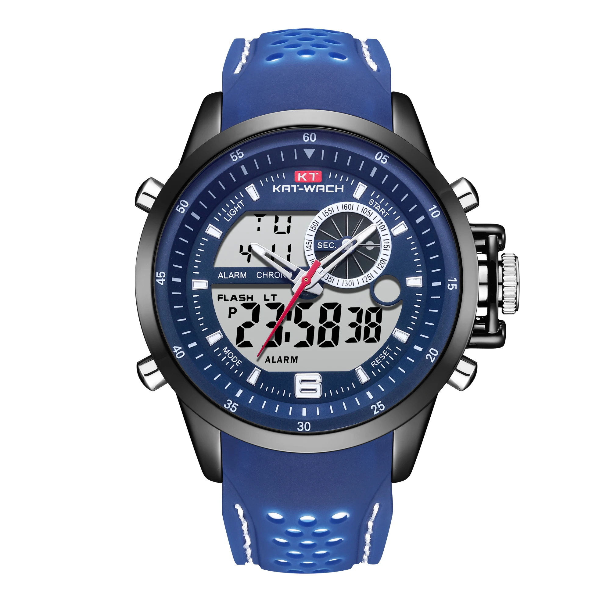 KAT-WACH men's multi-color silicone belt quartz watch luminous waterproof alarm clock led light