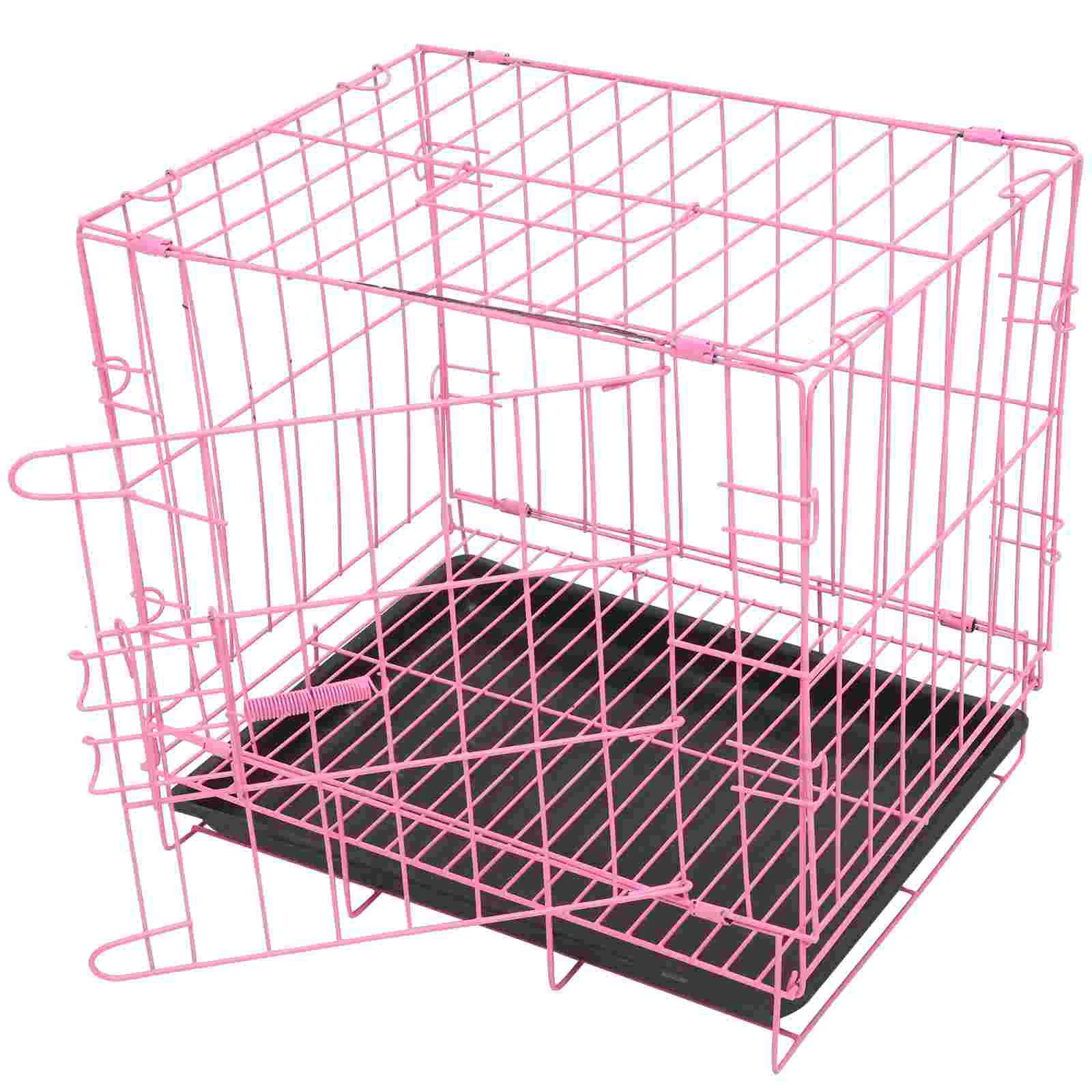 Folding With Toilet Dog Cage Poodle Small And Medium Dog Cat Cage Rabbit Cage Pet Cage(Pink) Crates-f- houses & Crates|-f-|