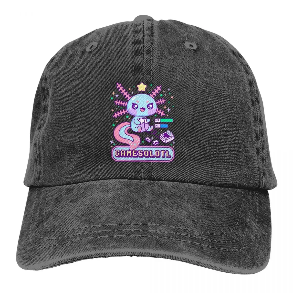 

Gamesolotl Gamer Kawaii Cute Anime Pastel Baseball Cap Men Cowboy Hats Women Visor Protection Snapback Axolotl Lover Caps