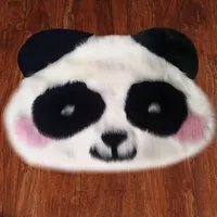 Cute Panda Wool Plush Cushion Carpet Soft Imitation Panda Animal Shape Rug Bedroom Living Room Entrance Door Mat Home Decoration 2