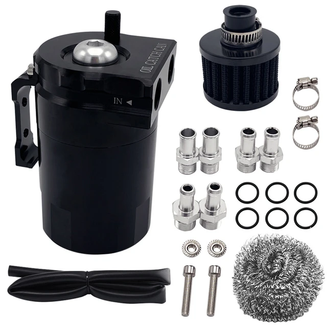 Universal Baffled Oil Catch Can 300ml Car Oil Reservoir Tank Oil Tank With  Breather Filter Aluminum