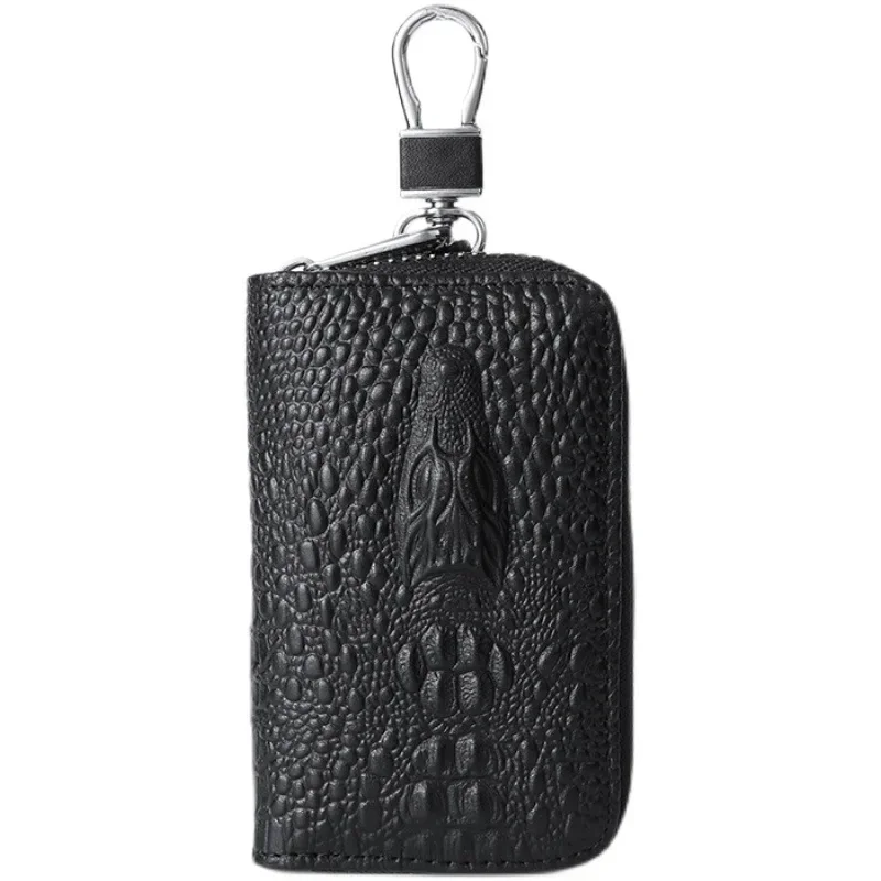 Key Case Holder Organizer Purse Protector Genuine Leather Car Zipper for Men Women
