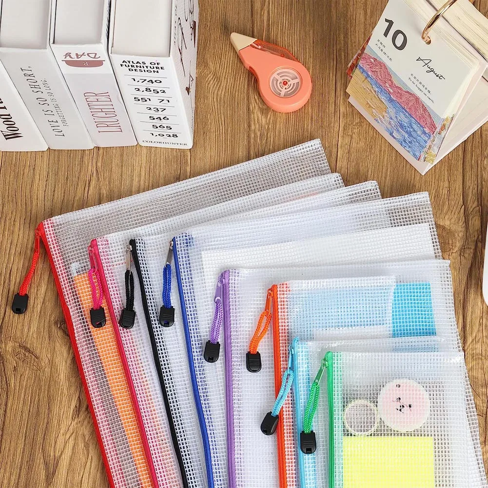 10-Pack Waterproof Mesh Zipper Pouches for Versatile Organization and Storage