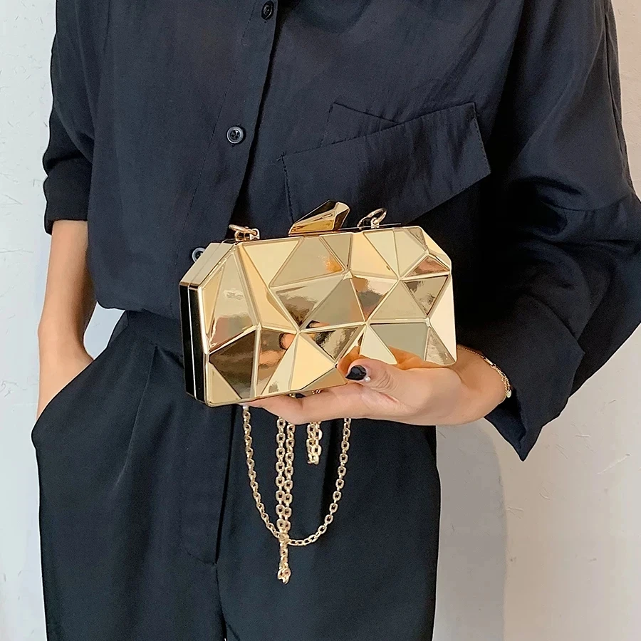 

Women's Handbag Bags for Women 2024 Clutches Fashion Geometric Mini Party Evening Purse Crossbody Shoulder Bag Gold Box Clutch
