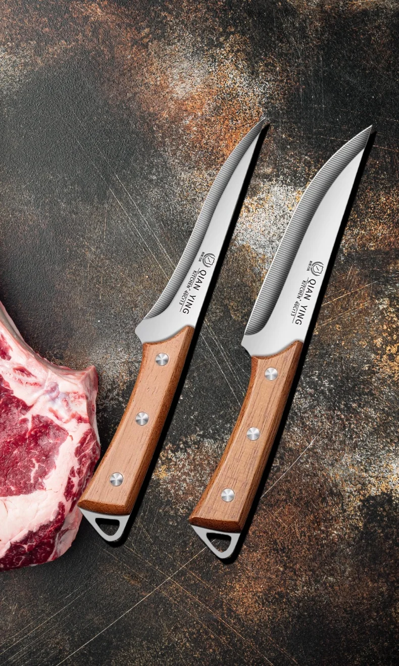 Professional Stainless Steel Fillet Knife - Forged Meat Cleaver with Wooden Handle
