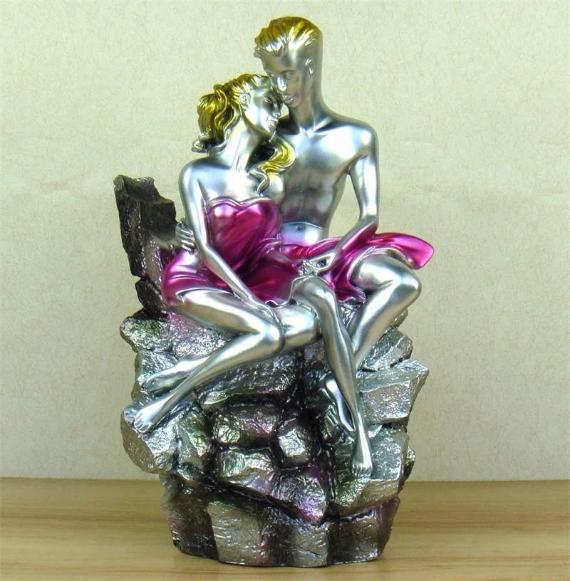 

Romantic Nude Lovers Sculpture Resin Holiday Couple Statue Living Room Ornament Bedroom Decor Valentine's Day Gift for Wedding