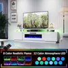 ireplace TV Stand with 40" Fireplace, 80" Modern High Gloss Fireplace Entertainment Center LED Lights, 2 Tier TV Console Cabinet 4