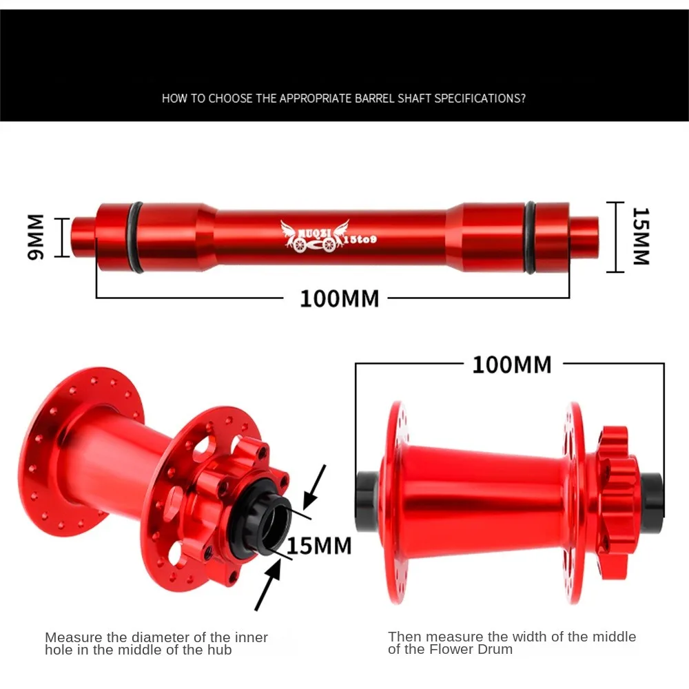 Durable Aluminum Alloy Thru Axle Adapter 12 to 9 Black Red Bike Front Rear Wheel 15 To 9 Bicycle Hubs Tools
