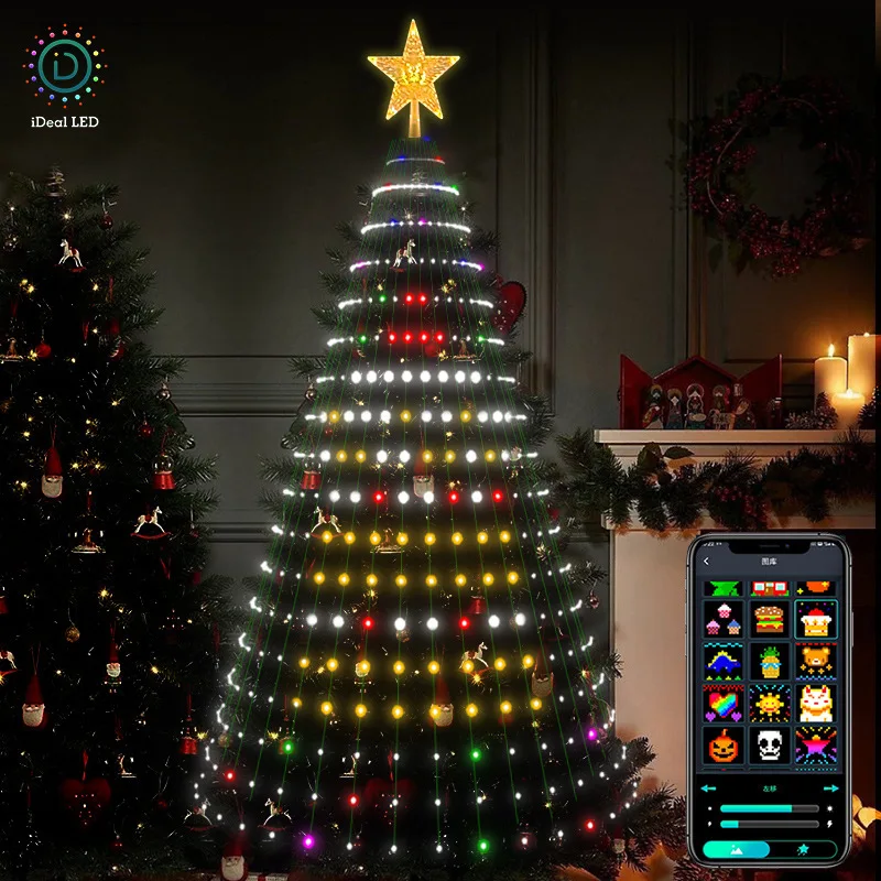 

APP Smart Christmas Tree Lights DIY Bluetooth Point Control Symphony LED RGB Light String Christmas Decoration Atmosphere Lights