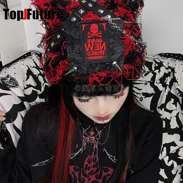 猫耳ニット帽 グランジ y2k パンク サブカル うさ耳 ニット帽 天使の羽