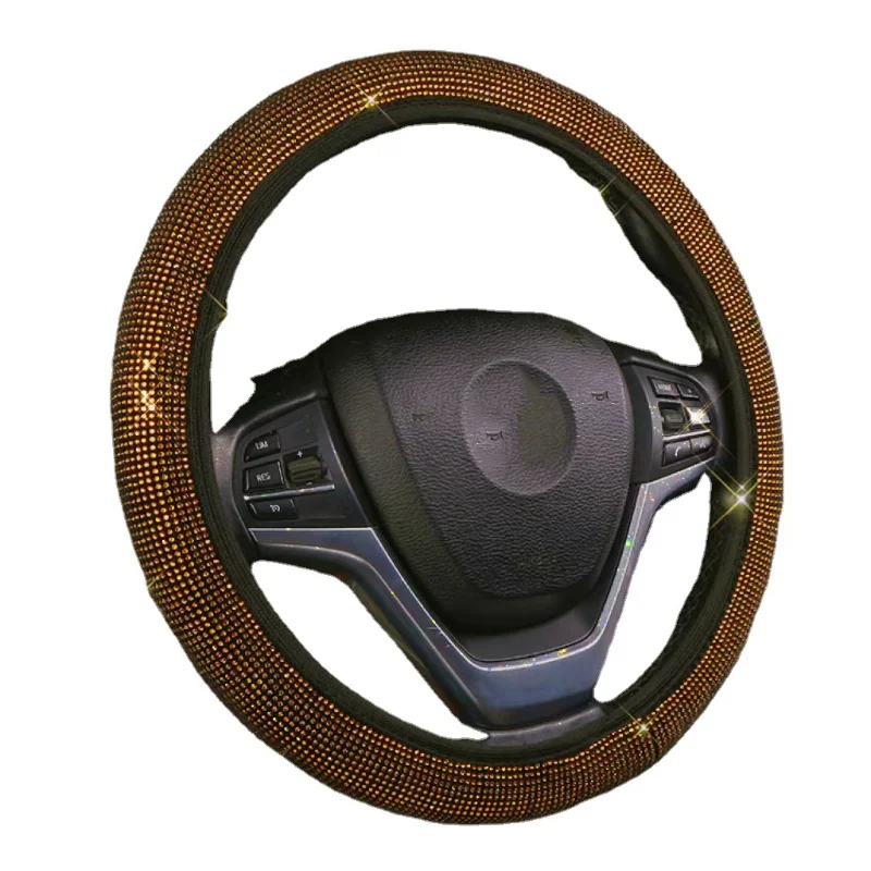 

Bling Bling Diamond Rhinestones Car Steering Wheel Cover Auto Interior Accessories Women Case Car Styling Four Seasons