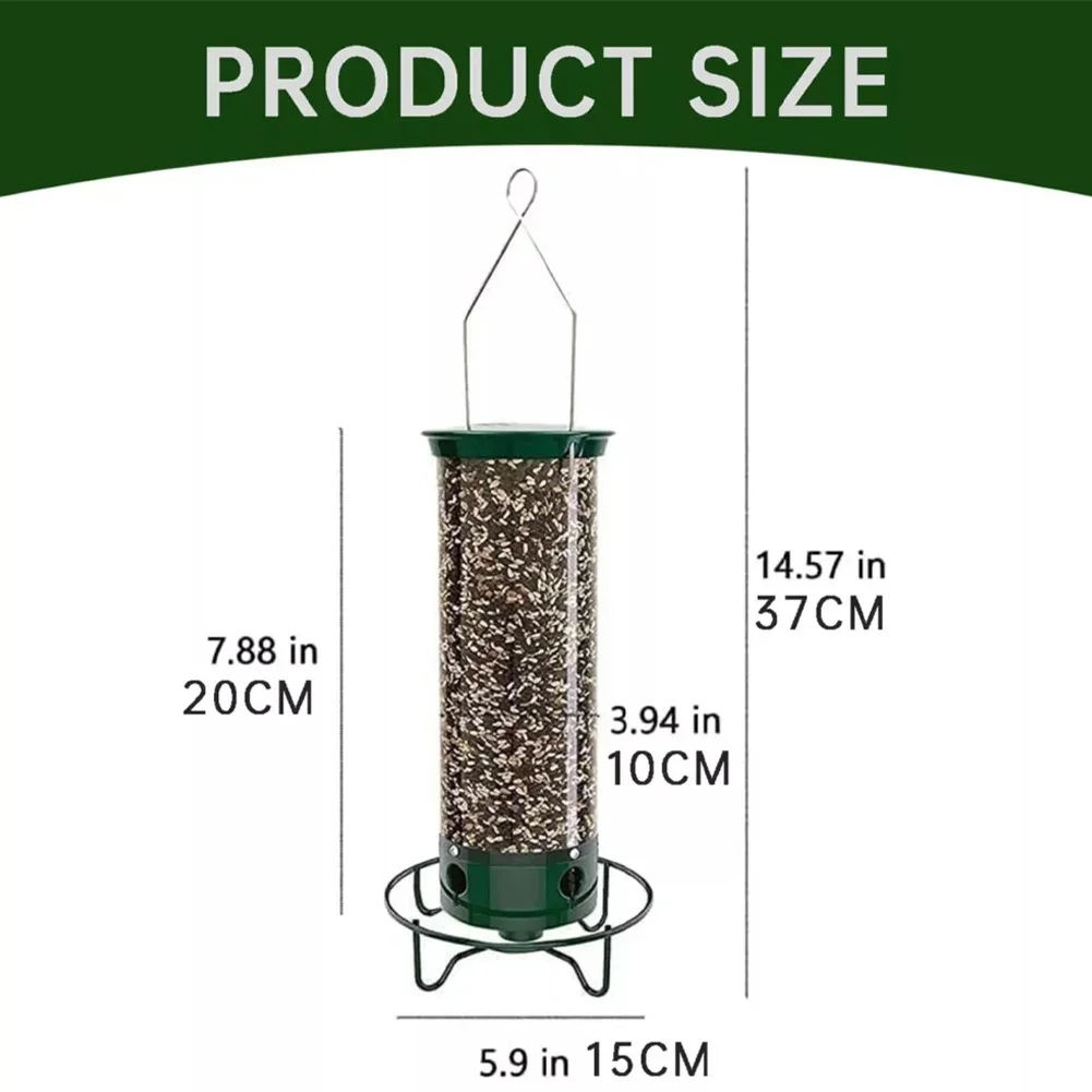 Squirrel-Proof Wild Bird Feeder Portable for Garden Yard Outdoor Wrought Iron Hanging Hummingbird