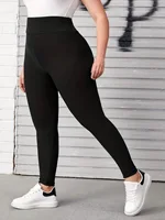 Spring And Fall Solid Color Nine-point Pants Black High-waisted Tight Leggings Fashion High-stretch Plus Size Nine-point Pants - Image 4