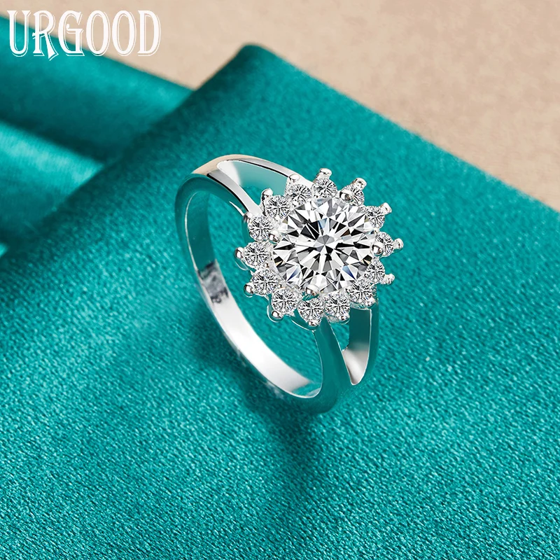 

925 Sterling Silver Jewelry 7-10# Fashion AAA Zircon Charm Ring For Women Party Engagement Wedding Gift