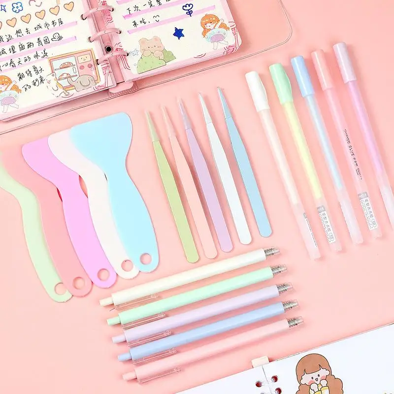 Description Picture 4 of item4pcs/Set Handbook Tool Set Dot Glue Pen Ceramic Utility Knife Tweezers Shovel For Children Students DIY Scrapbooking Decoration