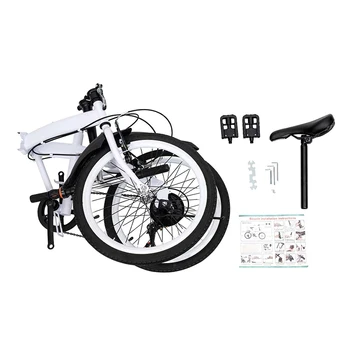 20in Folding Bike 6 Speed Foldable City Bike Carbon Steel Bicycle for Adults Foldable Bicycle with Adjustable Seats 6
