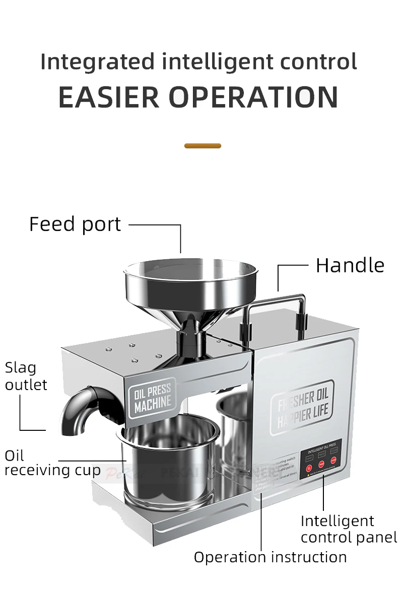 BO3 Automatic Oil Pressing Effective Household Stainless Steel Hot Cold Oil Extraction Machine Temperature Control Sesame Peanut 6