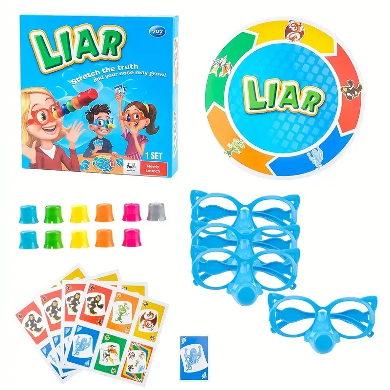 Liar Fibber Board Game for Kids - Educational Party Game with Noses & Glasses, Promotes Family Fun and Interaction, 2-4 Players 4