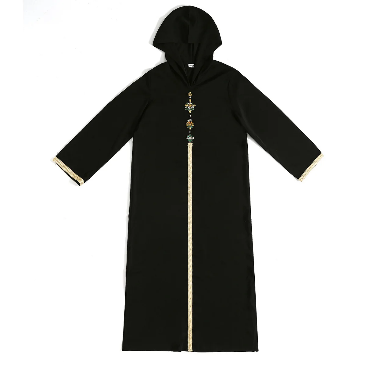 Abaya For Women Dubai Middle East Arab Hooded Jellaba Ramadan Eid Loose Women Robe Green Long Sleeves V-neck Women Clothing